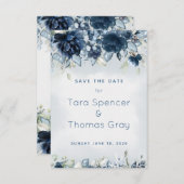 Save The Date Mariage en cascade Dusty Blue Peony (Devant / Derrière)