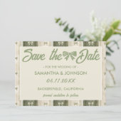 Save The Date Mariage en denim rustique vert sauge (Debout devant)