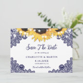 Save The Date Mariage en dentelle de tournesol rustique (Debout devant)