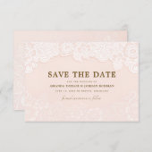 Save The Date Mariage en dentelle rose vif Sauvez la date (Devant / Derrière)