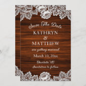 Save The Date Mariage en dentelle rustique (Devant / Derrière)