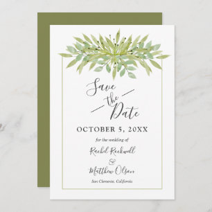 Save The Date Mariage en feuillage vert botanique Enregistrer la