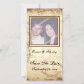 Save The Date Mariage en feuille de parchemin beige Brown Enregi (Devant)