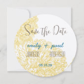 Save The Date Mariage en fleur Dahlia jaune Iris (Devant)