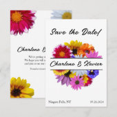 Save The Date Mariage En Fleur - Fleurs rondes divisées (Devant / Derrière)