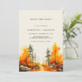 Save The Date Mariage en forêt aux couleurs de l'automne (Debout devant)