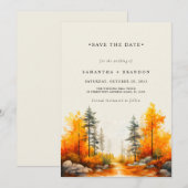 Save The Date Mariage en forêt aux couleurs de l'automne (Devant / Derrière)