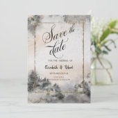 Save The Date Mariage en forêt de bois (Debout devant)