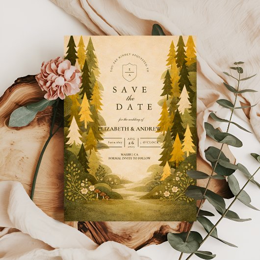 Save The Date Mariage en Forêt de Pins Dorés