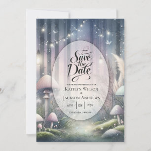 Save The Date Mariage en forêt enchantée sous la lumière des lan