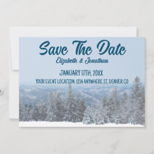 Save The Date Mariage en forêt enneigée de montagne Enregistrer