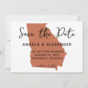 Save The Date Mariage en Géorgie Terracotta