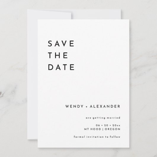 Save The Date Mariage en gras moderne blanc (Devant)