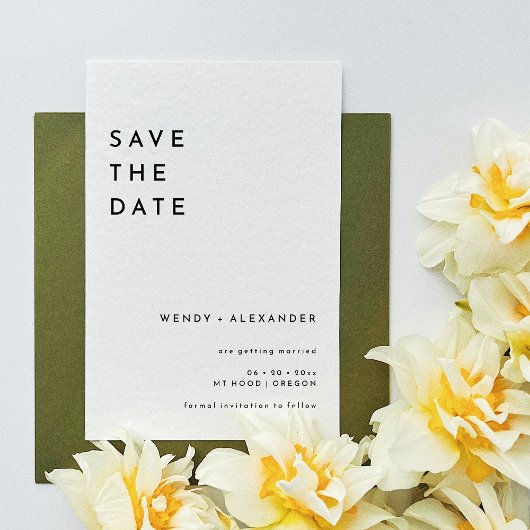 Save The Date Mariage en gras moderne blanc