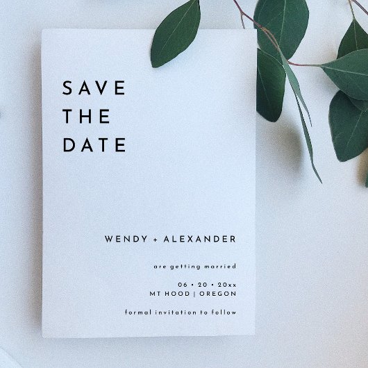 Save The Date Mariage en gras moderne blanc