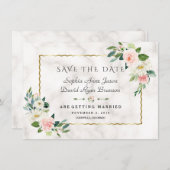 Save The Date Mariage en marbre à cadre doré de luxe (Devant / Derrière)