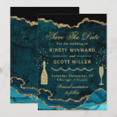 Save The Date Mariage en marbre d'agate fausse paillette sarcell (Devant / Derrière)