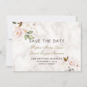 Save The Date Mariage en marbre rose rose or flou (Devant)