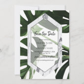 Save The Date Mariage en marbre tropical Monstera (Devant)