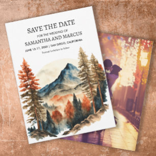 Save The Date Mariage en montagne automnal orange Photo Enregist