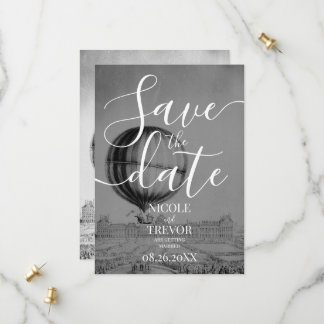 Save The Date Mariage en montgolfière vintage personnalisé