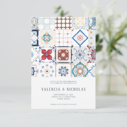 Save The Date Mariage en mosaïque espagnole Enregistrer la date (Debout devant)