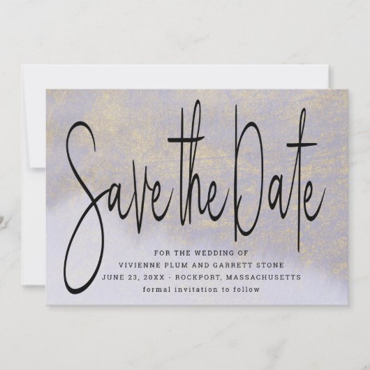 Save The Date Mariage en or violet Enregistrer la date Invitatio (Devant)