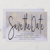 Save The Date Mariage en or violet Enregistrer la date Invitatio (Devant / Derrière)