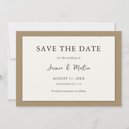 Save The Date Mariage en papier ivoire rustique Enregistrer la d (Devant)