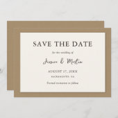 Save The Date Mariage en papier ivoire rustique Enregistrer la d (Devant / Derrière)