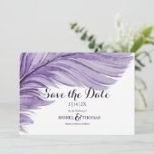 Save The Date Mariage en plume blanche Boho aquarelle (Debout devant)