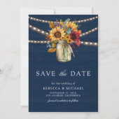 Save The Date Mariage en pot de fleurs de tournesol bordeaux en (Devant)