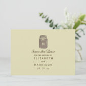 Save The Date Mariage en pot Mason toile de jute (Debout devant)