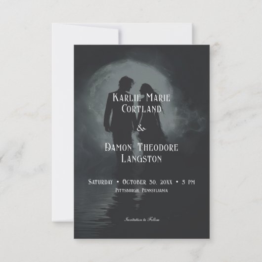 Save The Date Mariage en silhouette couleur couleur couleur jaun (Dos)