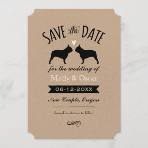 Save The Date Mariage en silhouettes Bulldog français Enregistre