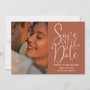 Save The Date Mariage en Terracotta 2 Code QR de photo Écriture