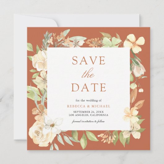 Save The Date Mariage en terre cuite à la terre douce (Devant)