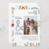 Save The Date Mariage en terre cuite Boho Rainbows (Devant / Derrière)