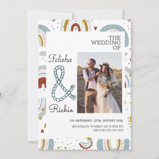 Save The Date Mariage en terre cuite Boho Rainbows