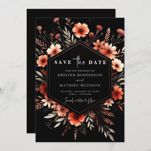 Save The Date Mariage en terre cuite botanique minimal (Devant / Derrière)