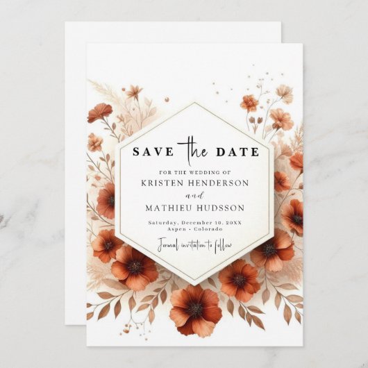 Save The Date Mariage en terre cuite classique modifiable (Devant / Derrière)