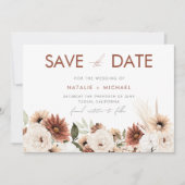 Save The Date Mariage en terre cuite fleurie de Bohême (Devant)