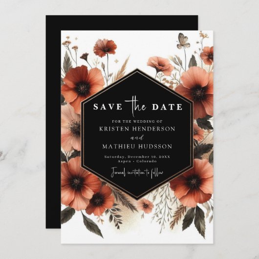 Save The Date Mariage en terre cuite minimal chic (Devant / Derrière)