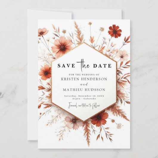 Save The Date Mariage en terre cuite numérique chic (Devant)
