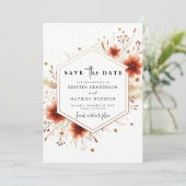 Save The Date Mariage en terre cuite romantique botanique (Debout devant)