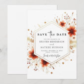 Save The Date Mariage en terre cuite romantique botanique (Devant / Derrière)