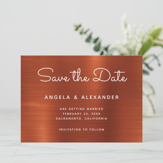 Save The Date Mariage en terre cuite Shimmer Ombre (Debout devant)