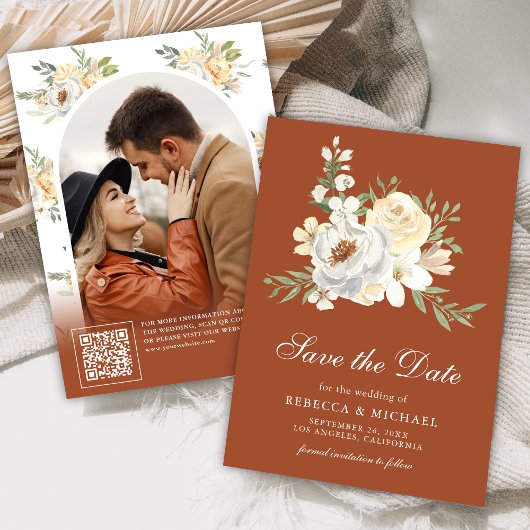 Save The Date Mariage en terre douce de pêche Florale en terre c