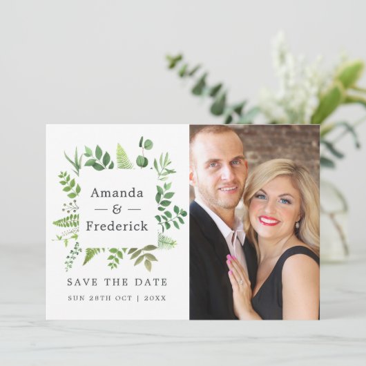 Save The Date Mariage en verdure de la forêt (Debout devant)