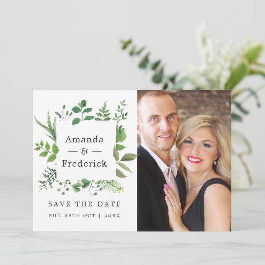 Save The Date Mariage en verdure de la forêt boisée (Debout devant)